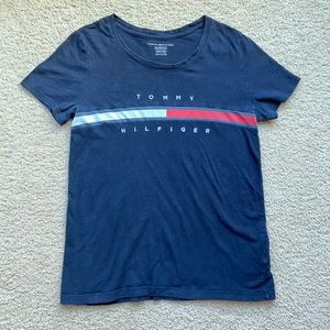 Tommy Hilfiger Navy Logo Tee - Size XS for Women